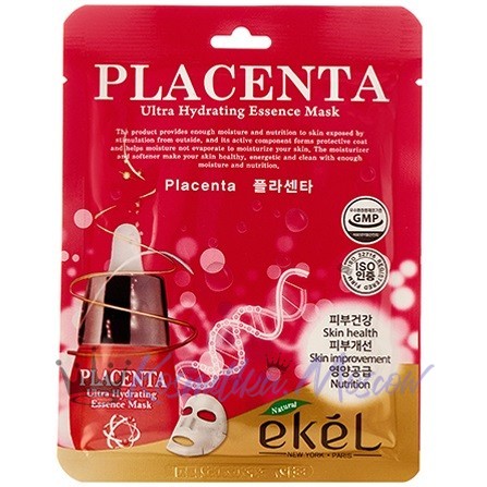 EKEL Тканевая маска для лица с экстрактом плаценты Placenta Ultra Hydrating Essence Mask 25 мл