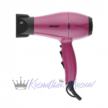 Фен DEWAL MIDNIGHT, ягодный, вес 550гр, 2000Вт, ионизация, 2 нас, провод 3м