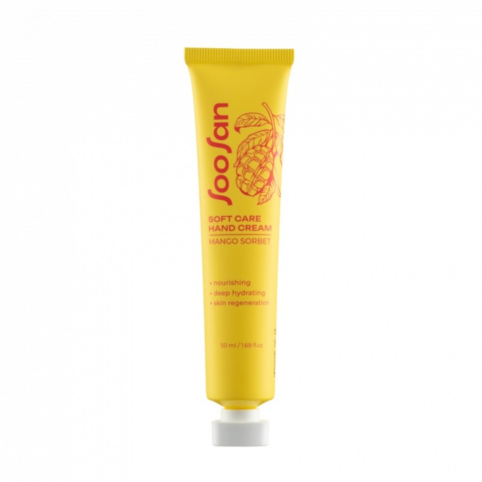 SOOSAN Увлажняющий крем для рук с ароматом манго Soft Care Hand Cream Mango Sorbet 50 мл