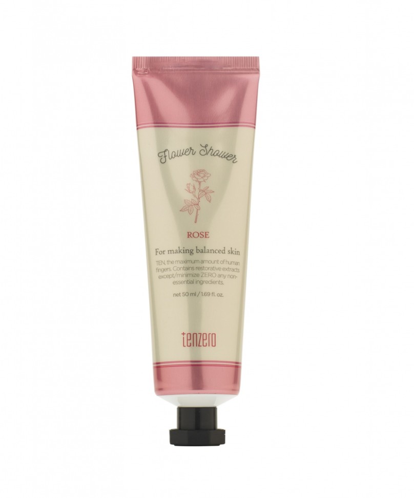 TENZERO Крем для рук и ногтей с ароматом розы FLOWER SHOWER HAND & NAIL CREAM ROSE 50 мл