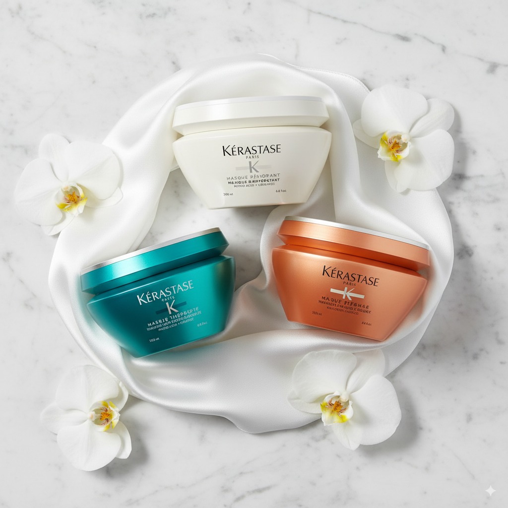 несколько элегантных баночек масок Kerastase разных серий